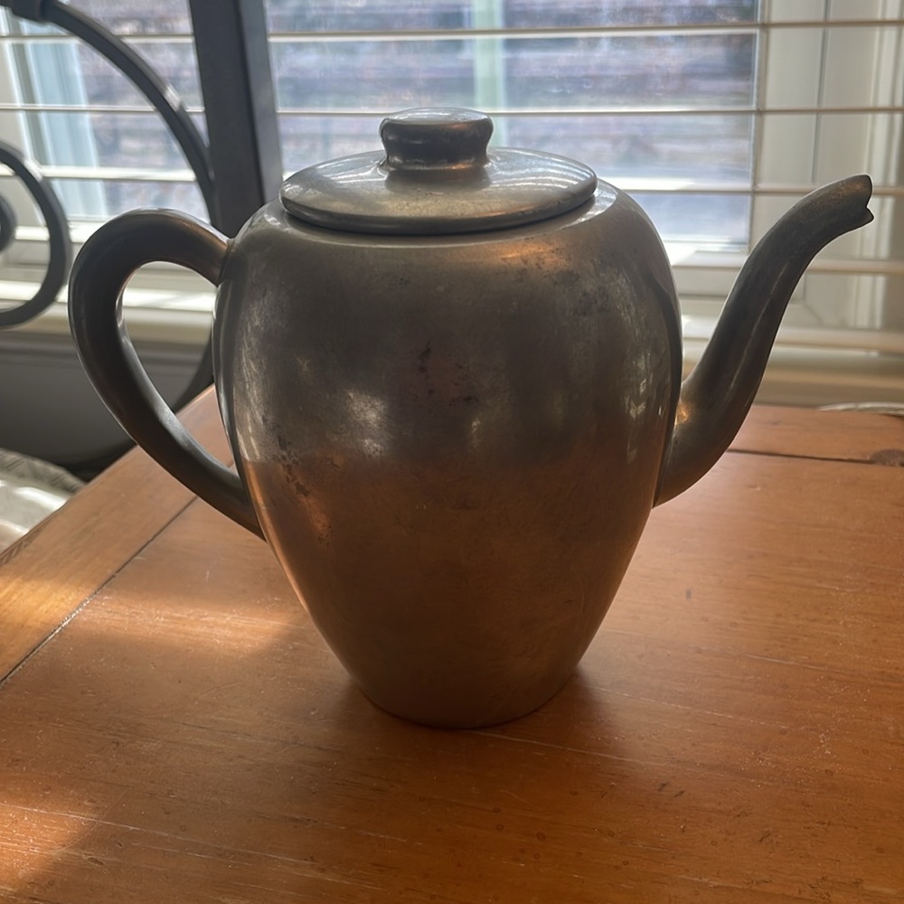 ANTIQUE PEWTER TEA SET, 6 PIECES - Picture 4 of 15